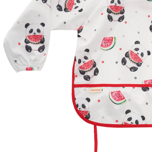 Long-Sleeved Waterproof Feeding and Activity Bib – Panda (2-4 Years)