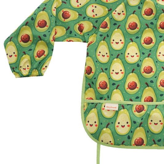 Long-Sleeved Waterproof Feeding and Activity Bib – Avocado (2-4 Years)