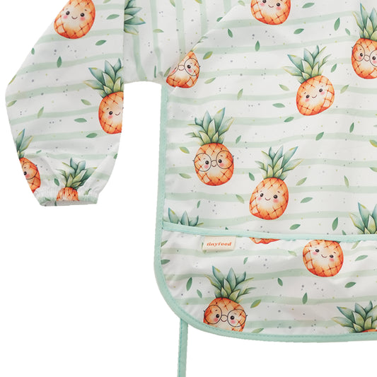 Tinyfeed Uzun Kollu Sıvı Geçirmez Bebek Mama ve Aktivite Önlüğü (6–24 Ay)-Pineapple