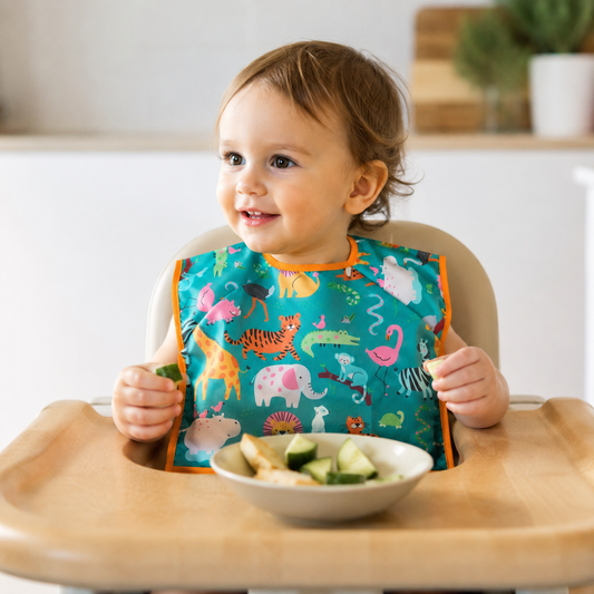 Tinyfeed Long Sleeve Liquid Proof Baby Food and Activity Bib (6–24 Months)-ZooWorld