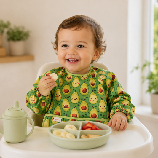 Long Sleeve Waterproof Feeding and Activity Bib – Avocado (6–24 Months)