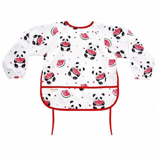 Long-Sleeved Waterproof Feeding and Activity Bib – Panda (2-4 Years)