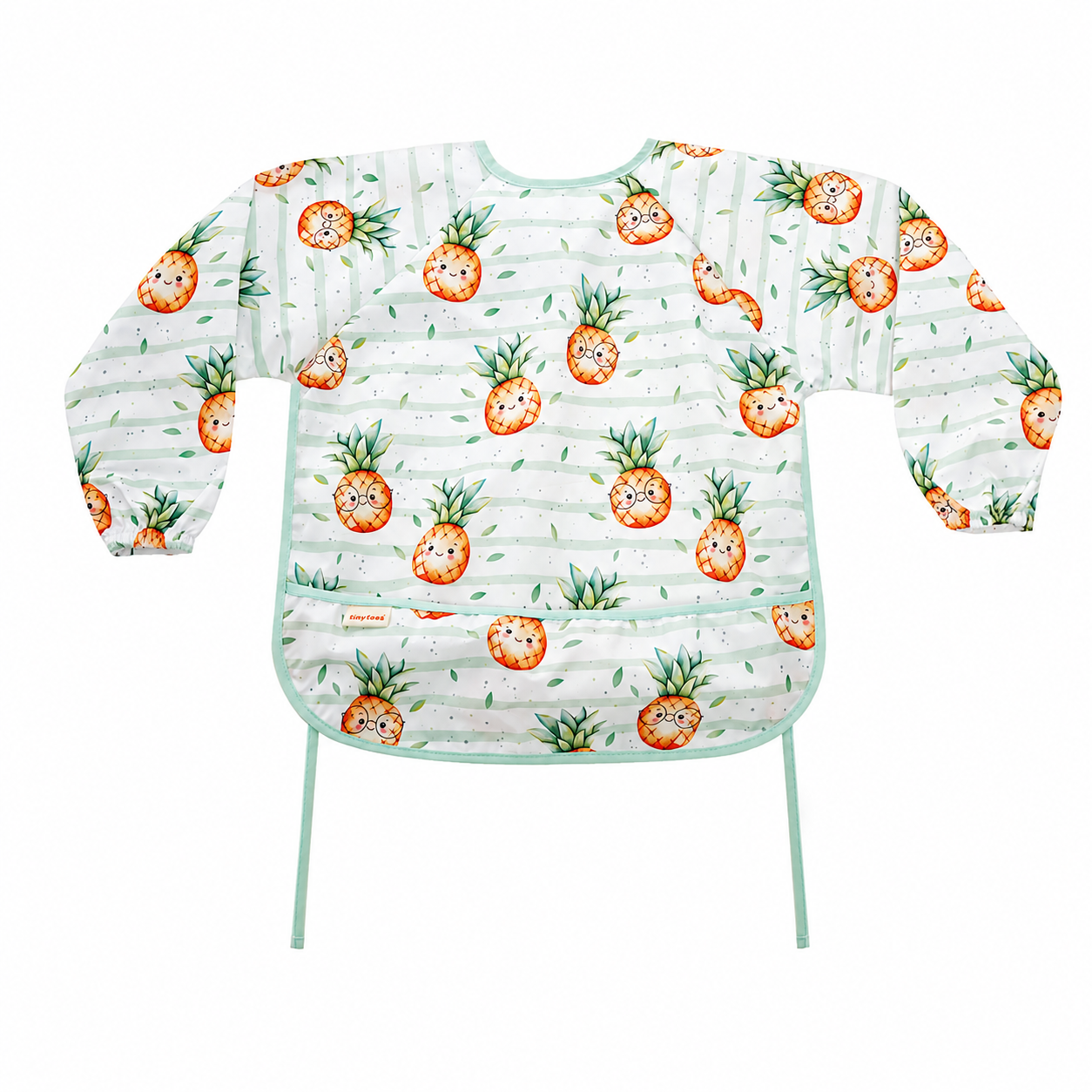 Long Sleeve Waterproof Bib – Pineapple (6–24 Months)