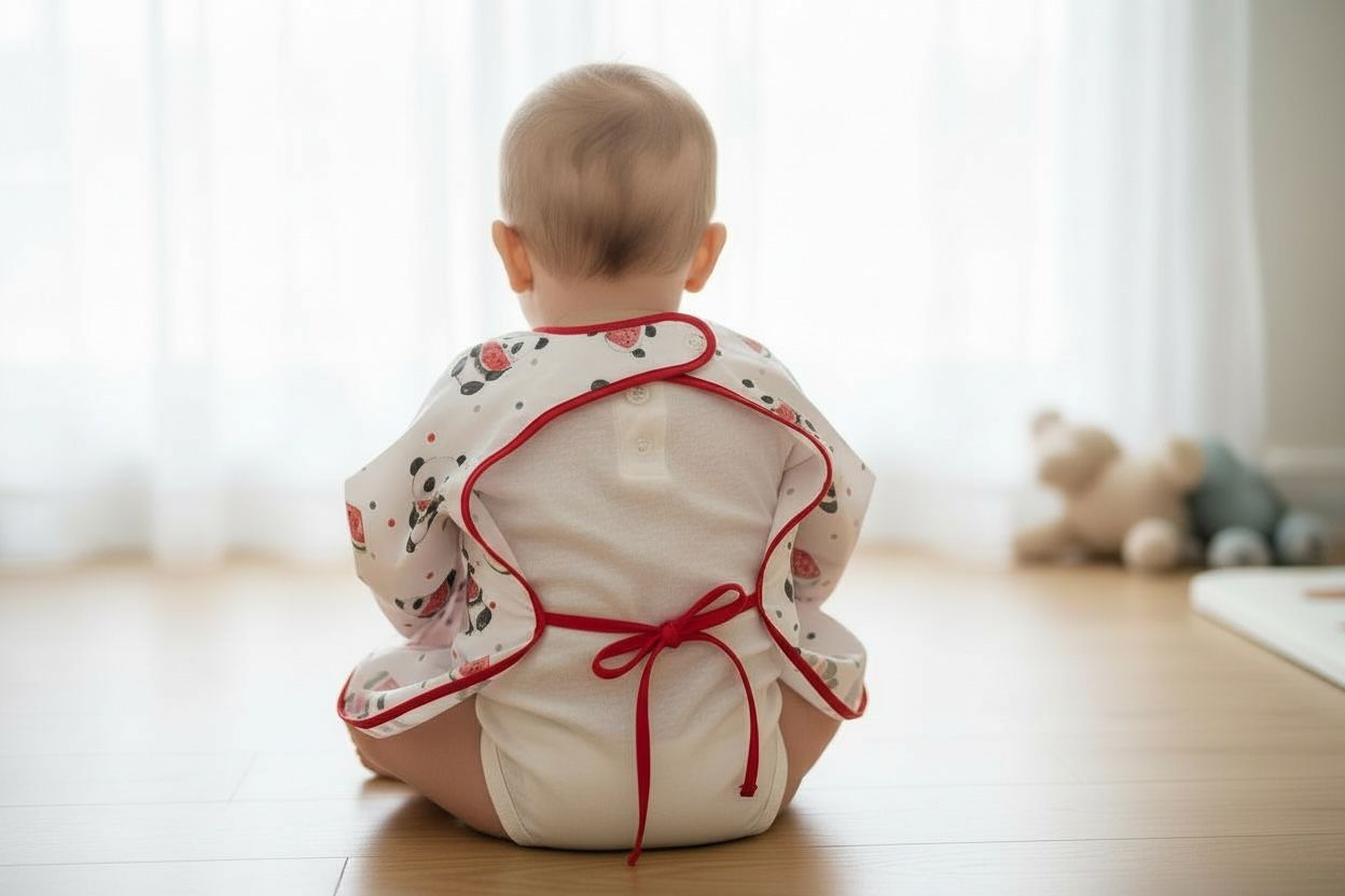 Long-Sleeved Waterproof Bib – Panda (6–24 Months)
