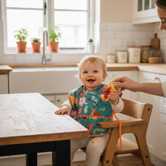 Tinyfeed safari desen kolsuz ve cepli mama ve aktivite önlüğü